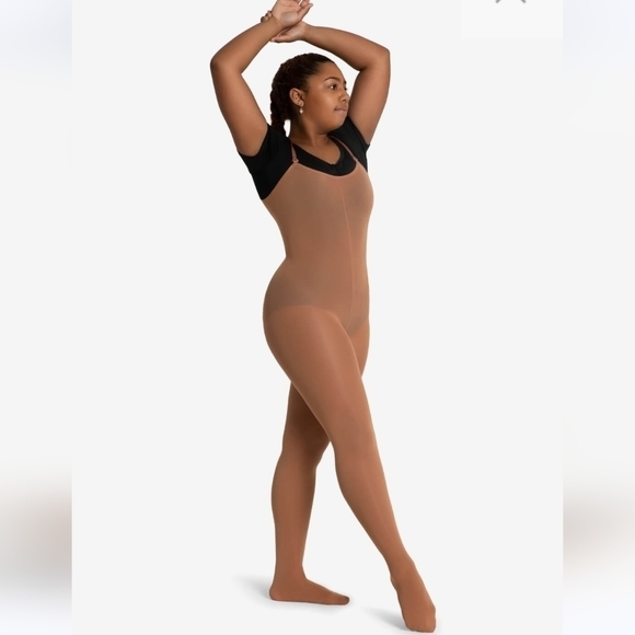 Capezio Ultra Soft Transition Bodytight Adult S/M Dark Suntan #1811 Ballet Dance - Picture 1 of 10
